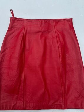 Tannery West Red Leather Mini Skirt